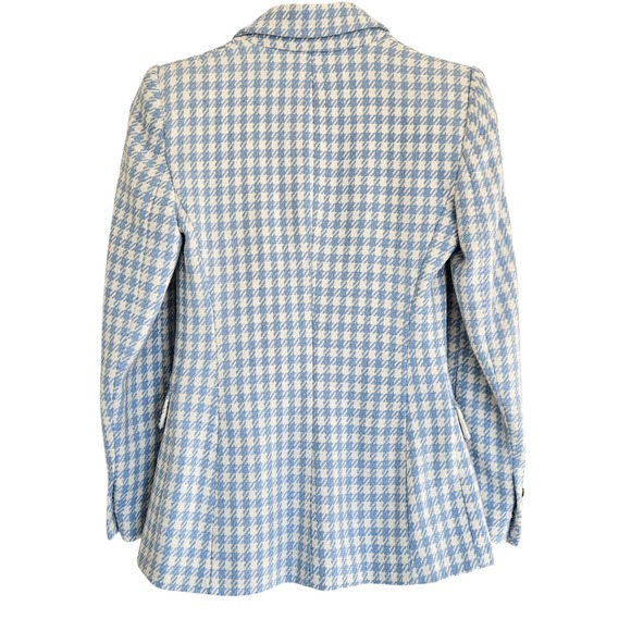 Zara Double-Breasted Blazer‎ Jacket in Blue Check Plaid Princess Kate Sz XS - Picture 9 of 16